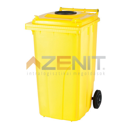 240 literes műanyag hulladékgyűjtő MŰANYAG gyűjtésére alkalmas fedéllel sárga színben